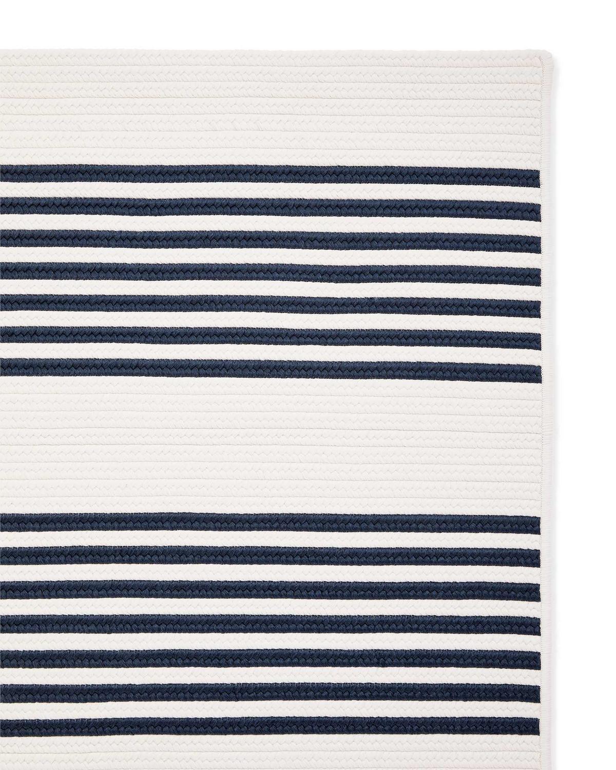 Striped navy rug